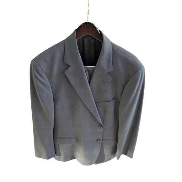Brooks Brothers 346 Men’s Wool Stretch 2-Button Suit Blue Windowpane 43R 38x30